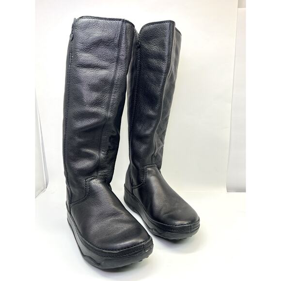 FitFlop Women's Superboot Tall Black Leather Pull On Knee High Boots Size 8 - Picture 1 of 12